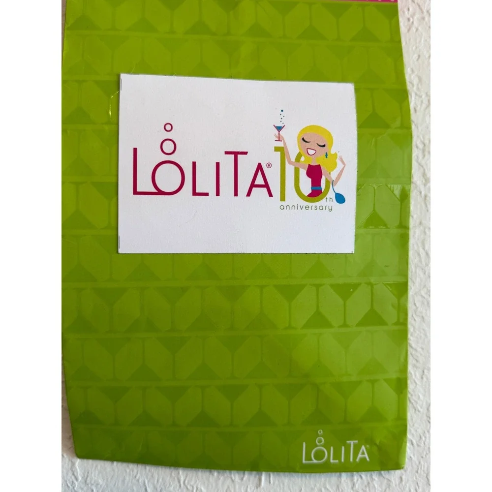 Lolita 10th Anniversary Wine‎ Bottle Gift Bag Pink Green Polka Dot Martini Glass